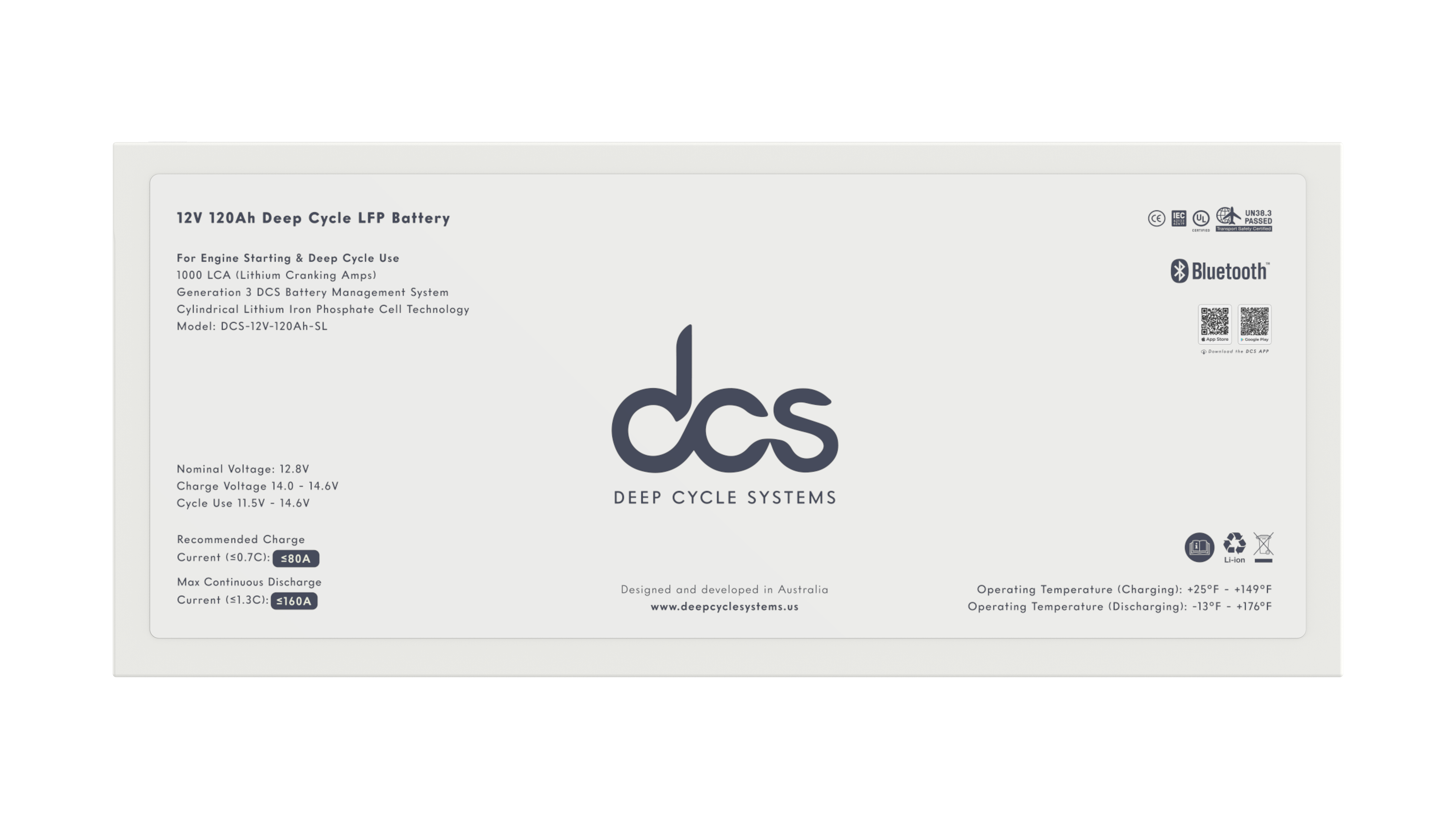 120Ah Slimline Deep Cycle LFP Battery